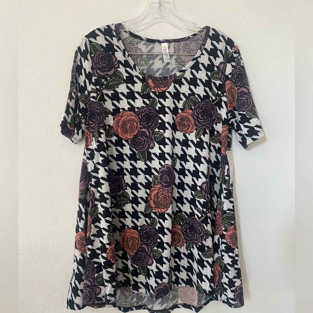LuLaRoe Houndstooth Floral Perfect Tunic